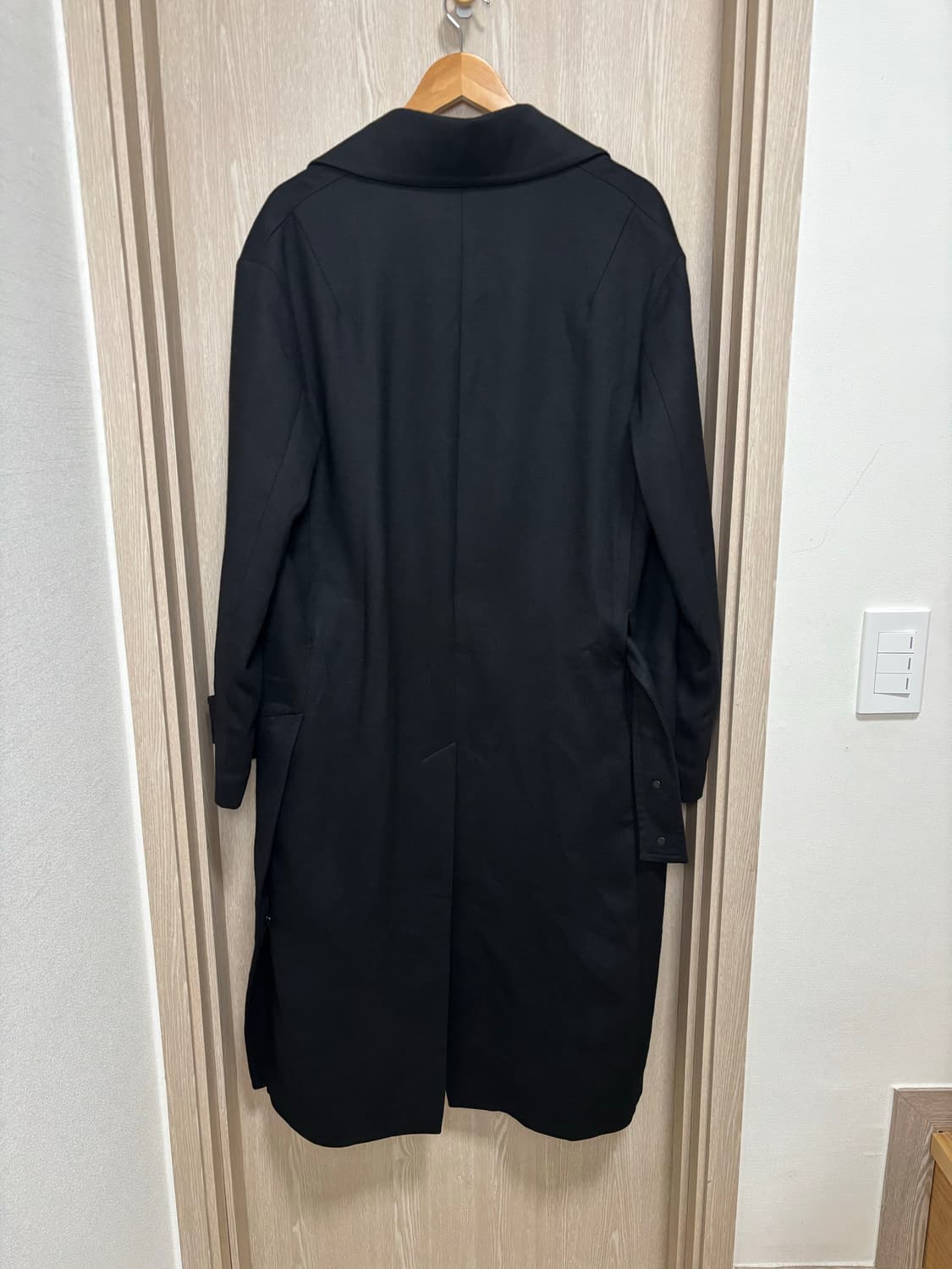 타임옴므 울블렌드 오버핏 벨티드 롱코트100/블랙 상품이미지2