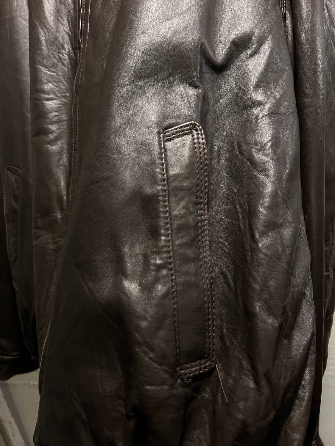 [2XL]90's 타미힐피거 USA 리얼레더 브라운 드리즐러 자켓 상품이미지4