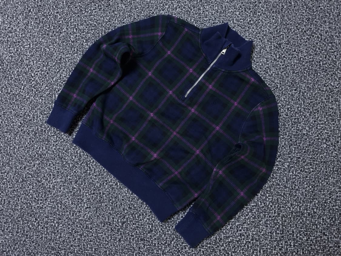 [무료배송][120]폴로 키즈 타탄 체크 반집업 더블 니트 상품이미지3