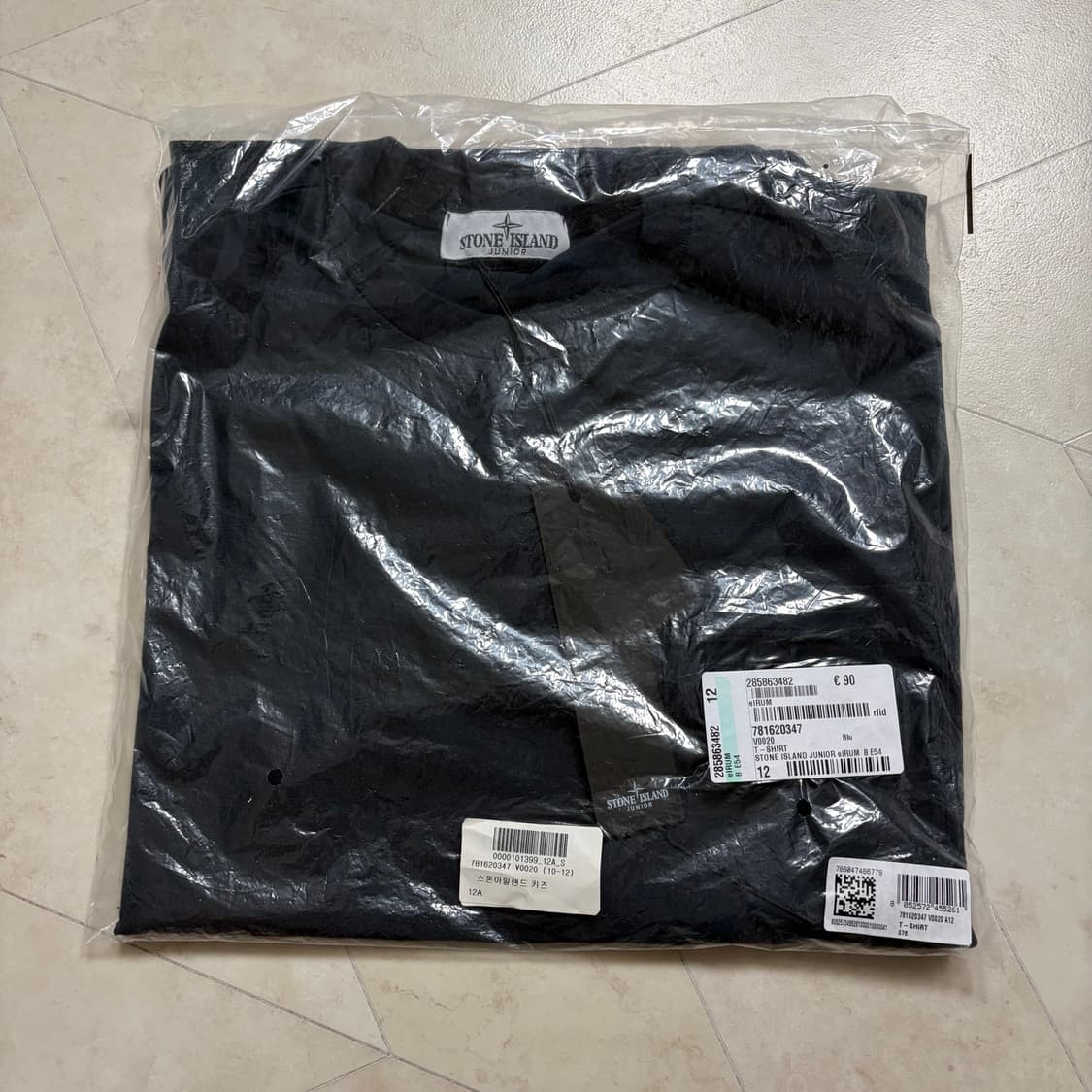 [새상품]스톤아일랜드 로고 패치 포켓 반팔 티셔츠 네이비 키즈 12A 상품이미지4