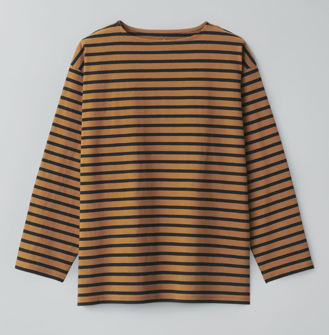 무인양품 muji 보트넥 9부 소매 티셔츠 카멜 보더 XL 새상품 상품이미지3