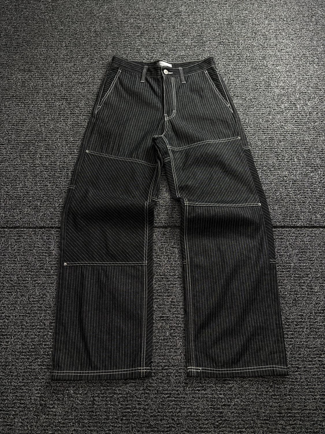 메종미네드 더블니 루즈핏 블랙 히코리 워크 팬츠 1744 상품이미지2