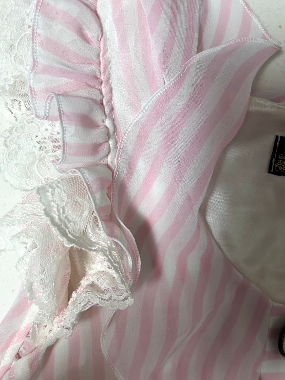 rojita 로지타 히메갸루 백리본 핑크 스트라이프 탑 /로걀달천양산형 상품이미지5