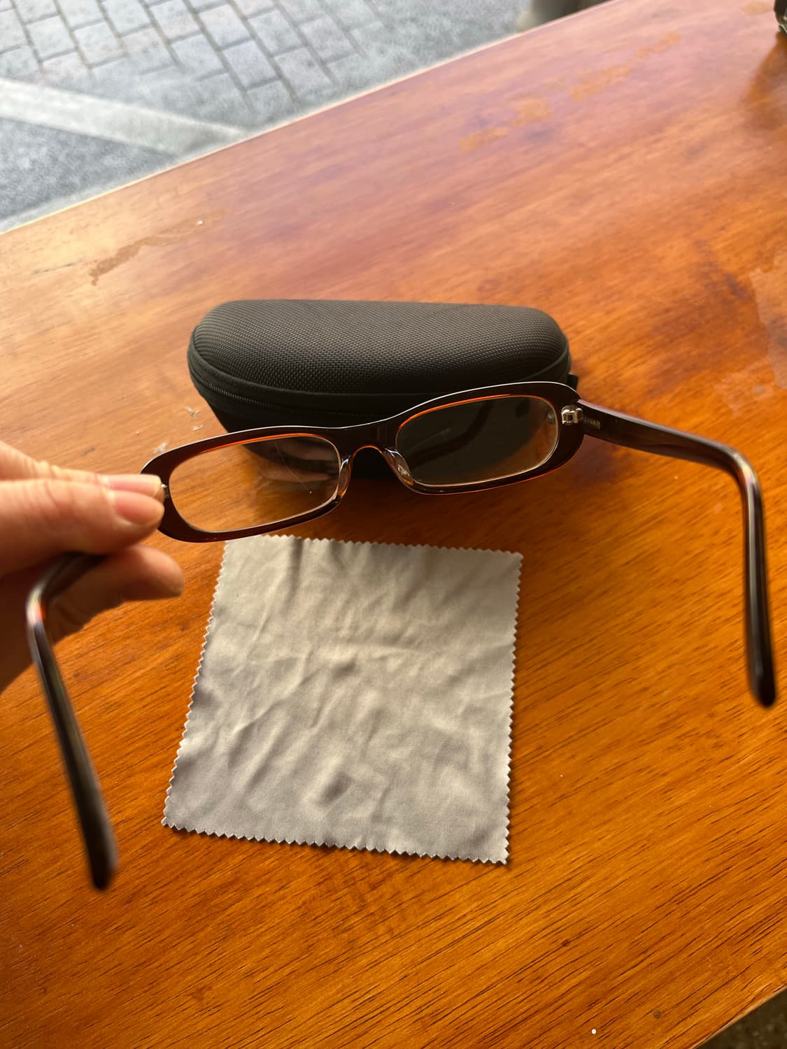 백산안경 빈티지 브라운 스퀘어 프레임 상품이미지4