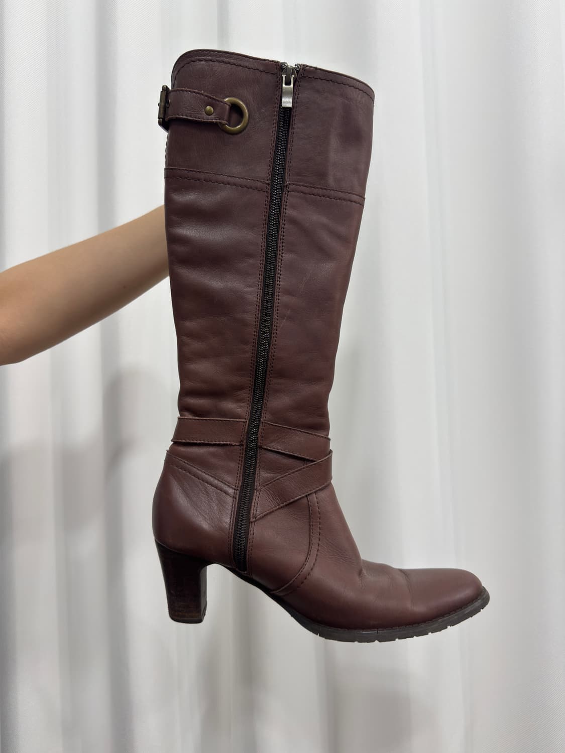 brown buckle leather boots 상품이미지4