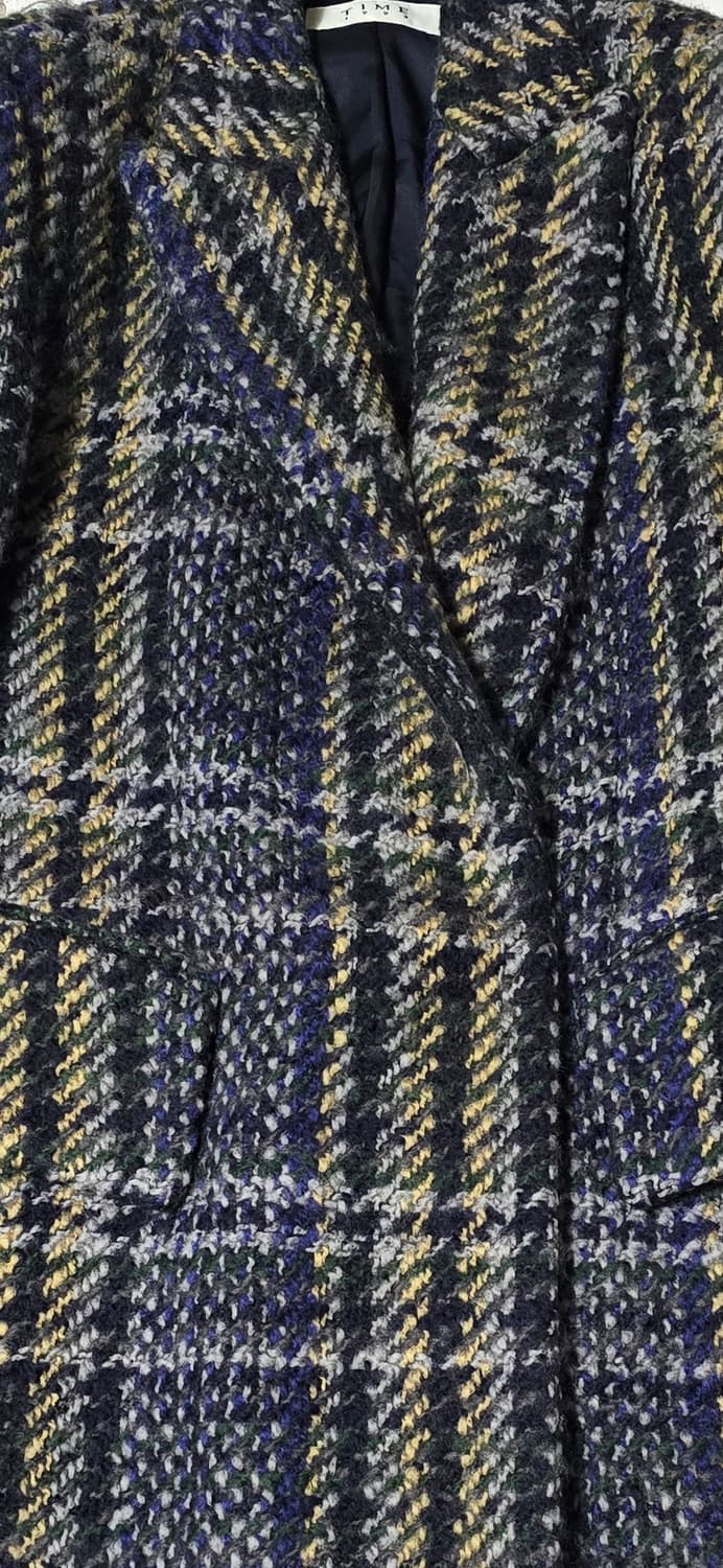 TIME 모 100% 체크 롱 코트 55/66 상품이미지5