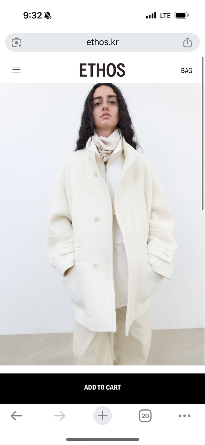 새상품) 에토스 하프넥 스트링 코트 아이보리 상품이미지3