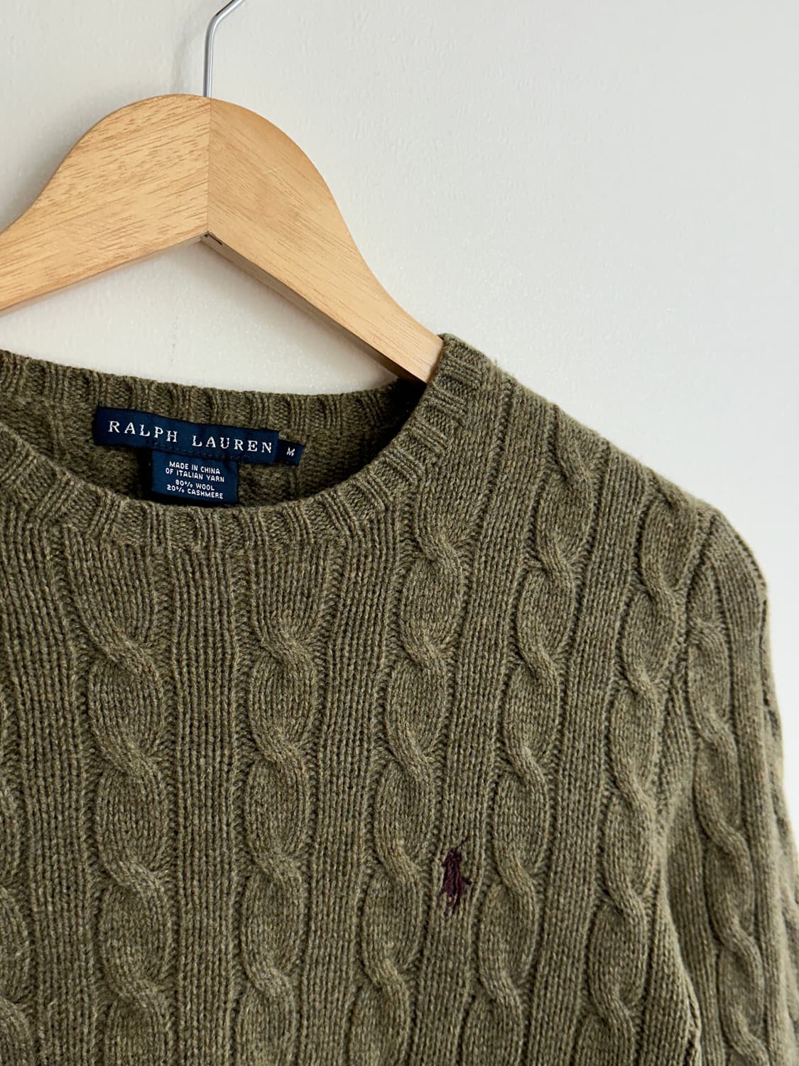 폴로 랄프로렌 캐시미어 혼방 울 꽈배기 니트 M 상품이미지4