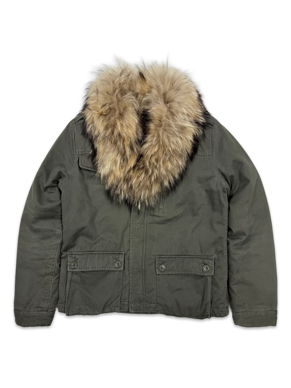 빈티지 DUALGARNET 카키 퍼 패딩 자켓 상품이미지1