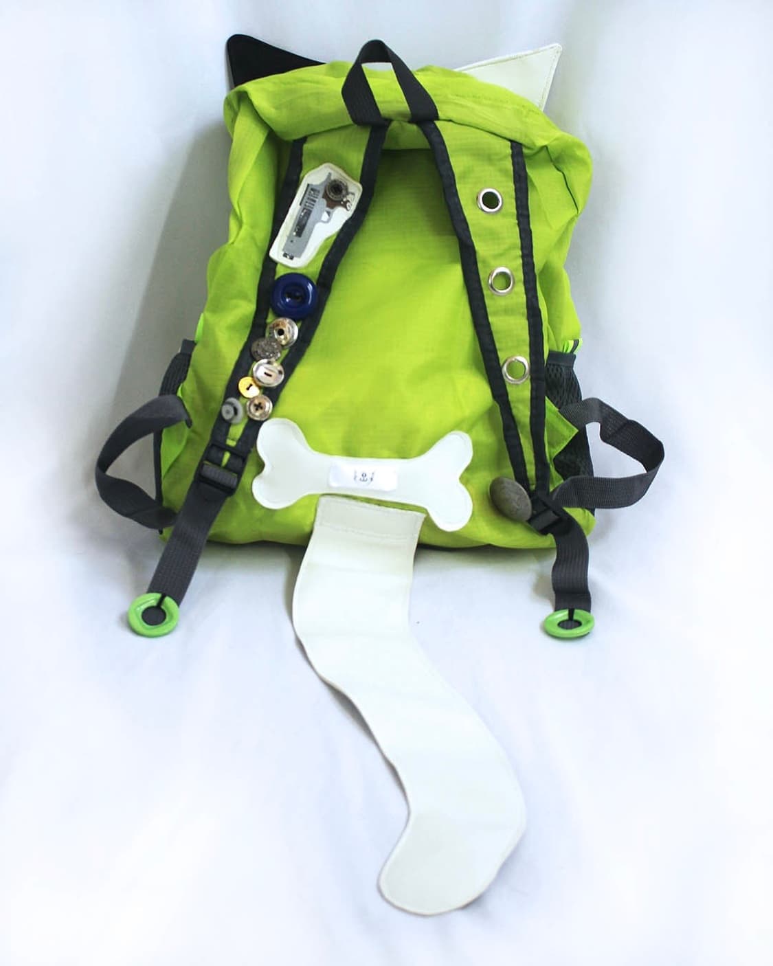Neon GREEN Cat-Ear 2D drawn backpack 상품이미지3