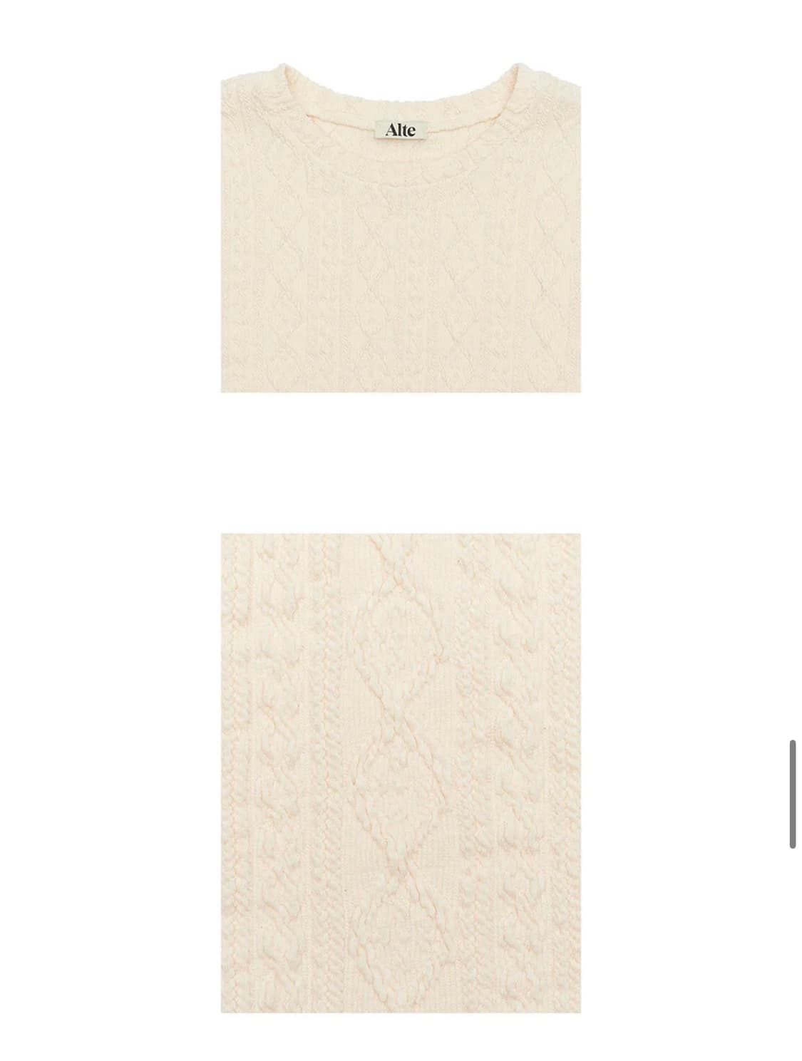 알테 alte 케이블 져지 티 cable jersy tee 크림색 택포 상품이미지6