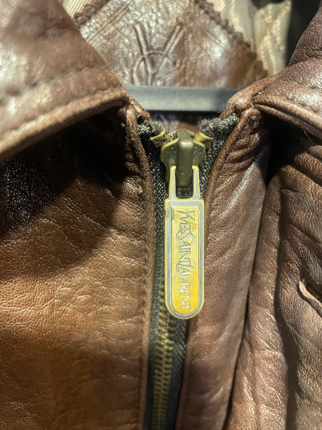 생로랑 브라운 레더 자켓100사이즈 상품이미지3