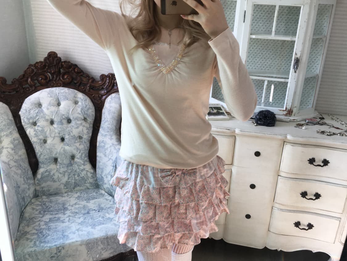 jpn vintage fairy pink beads top 상품이미지3