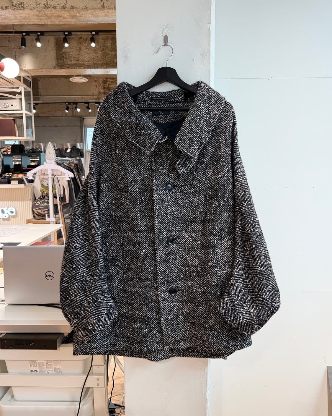 y’s 슬러브 얀 헤링본 미들 울 케이프 코트 상품이미지2