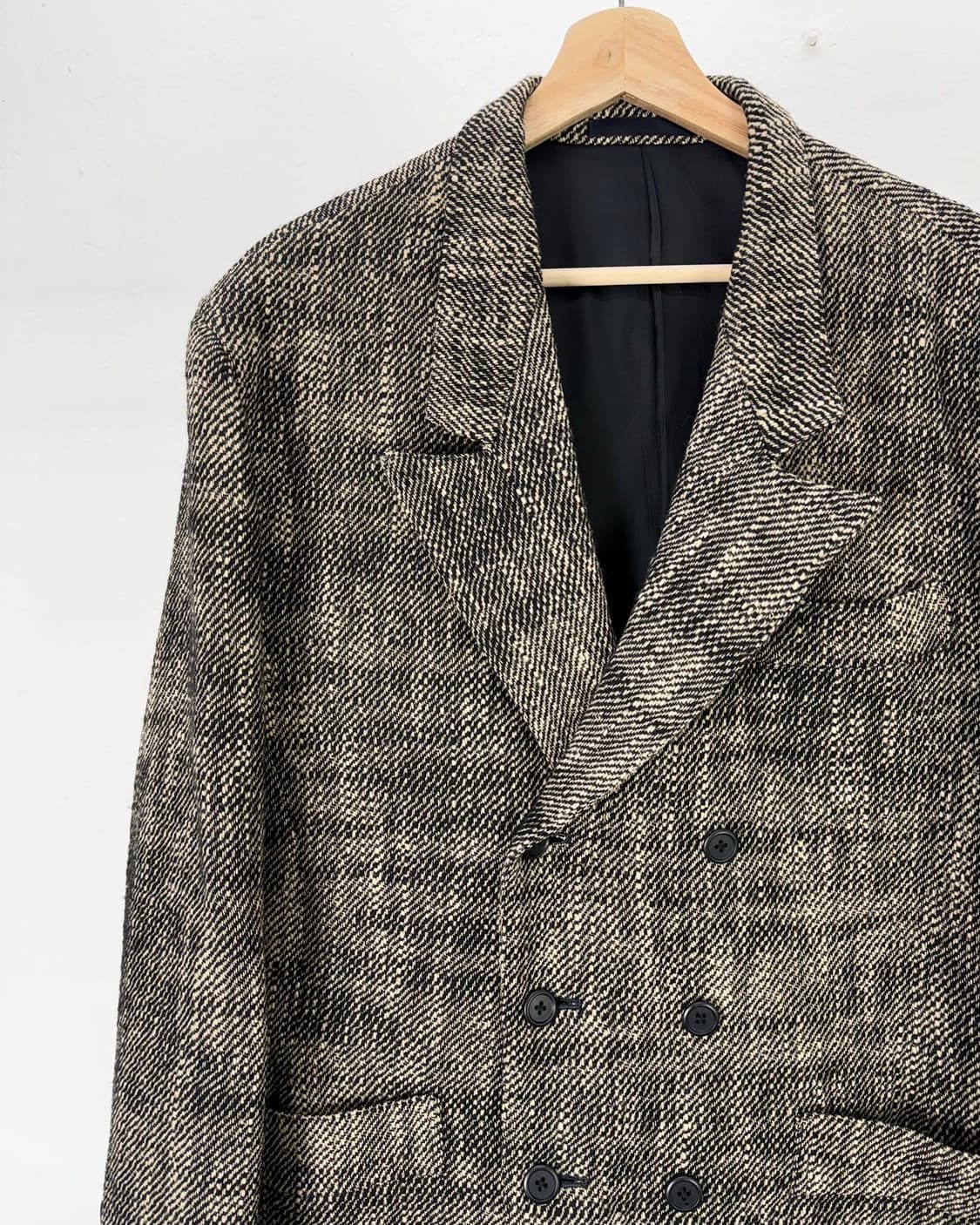 요지야마모토 포 맨 트위드 샤기 더블 브레스티드 울 자켓 상품이미지2