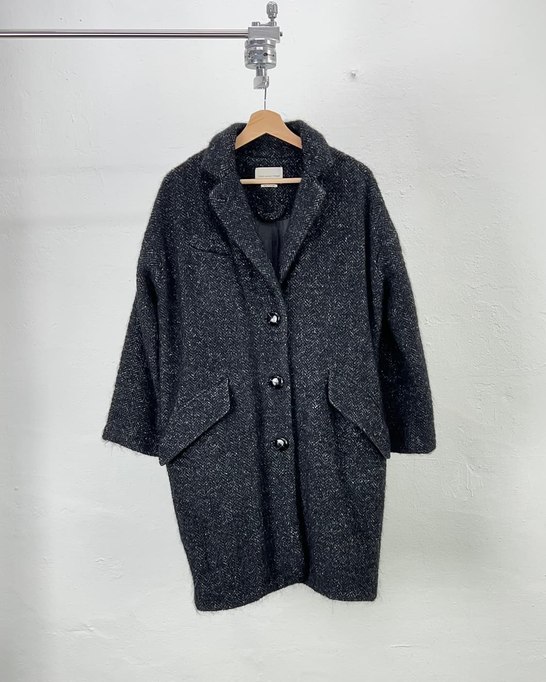 이자벨 마랑 에뚜왈 블랙 헤링본 울 싱글 코트 상품이미지1