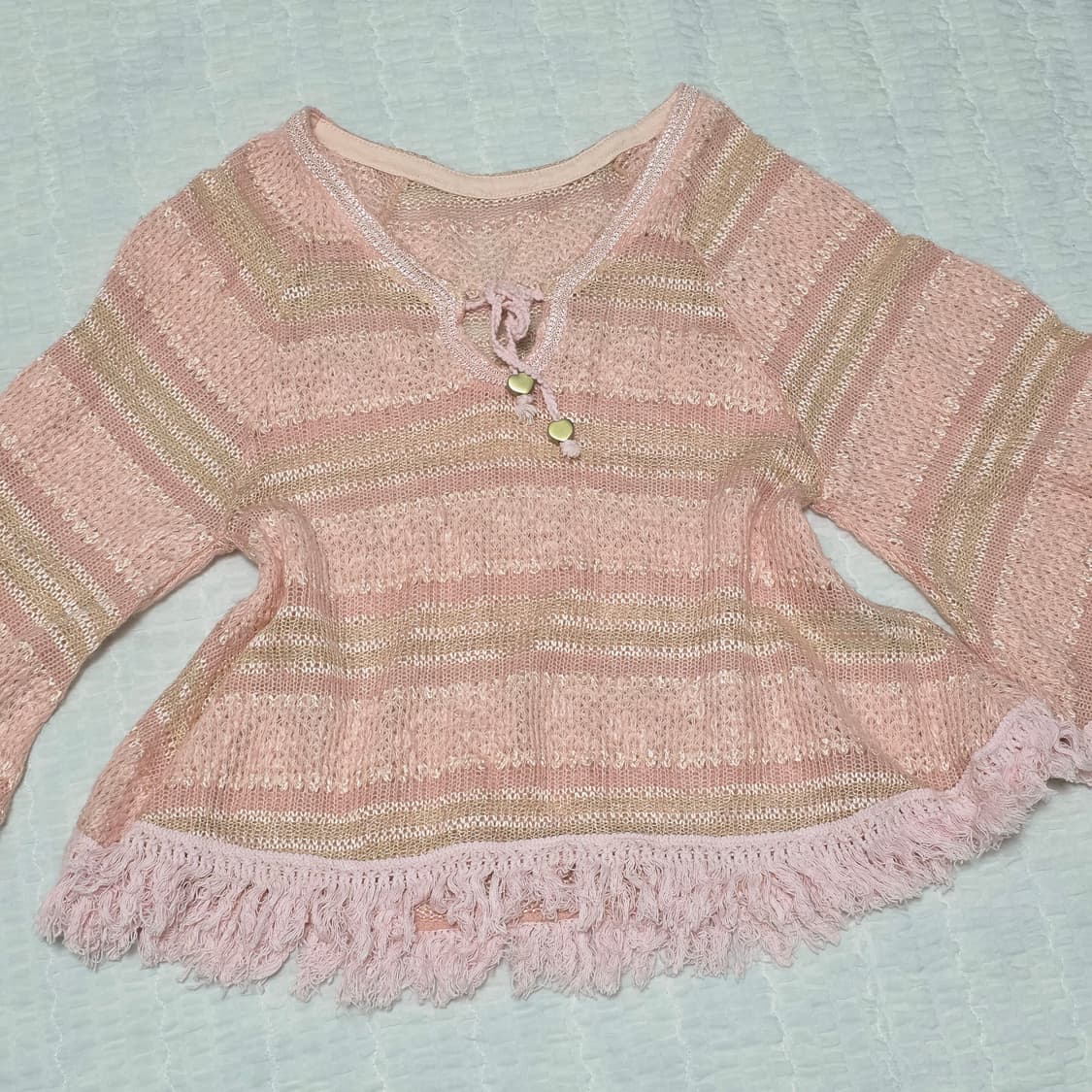 핑크st 하트 크로셰 시스루 가오리 로맨틱 니트 상품이미지4