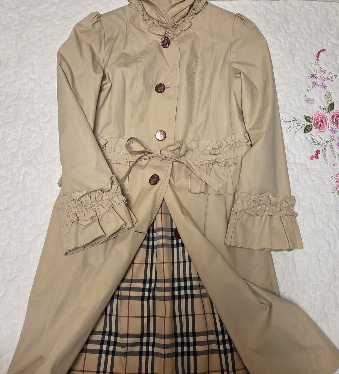 갸루 모리걸 히메 프릴 레이스 트렌치코트 상품이미지1