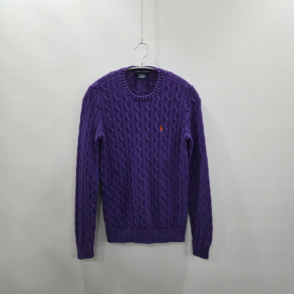 폴로랄프로렌 우먼 코튼 케이블 니트 퍼플 M 상품이미지1