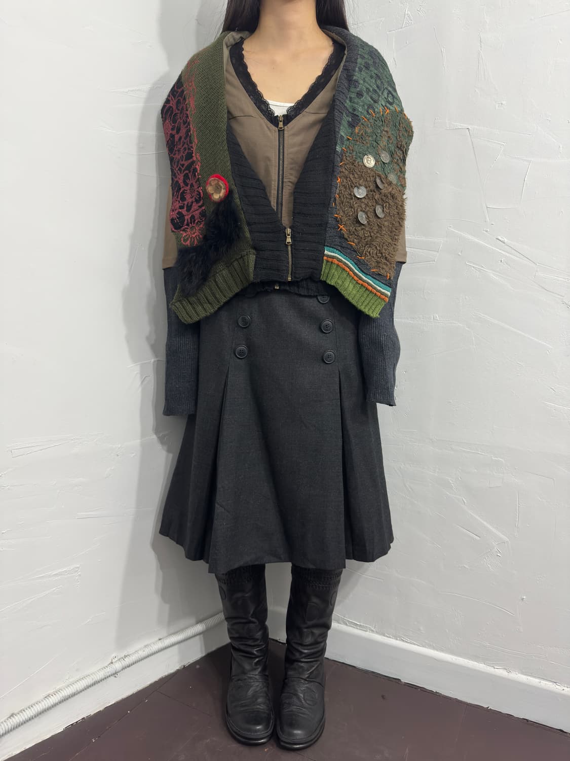 button midi skirt 상품이미지3