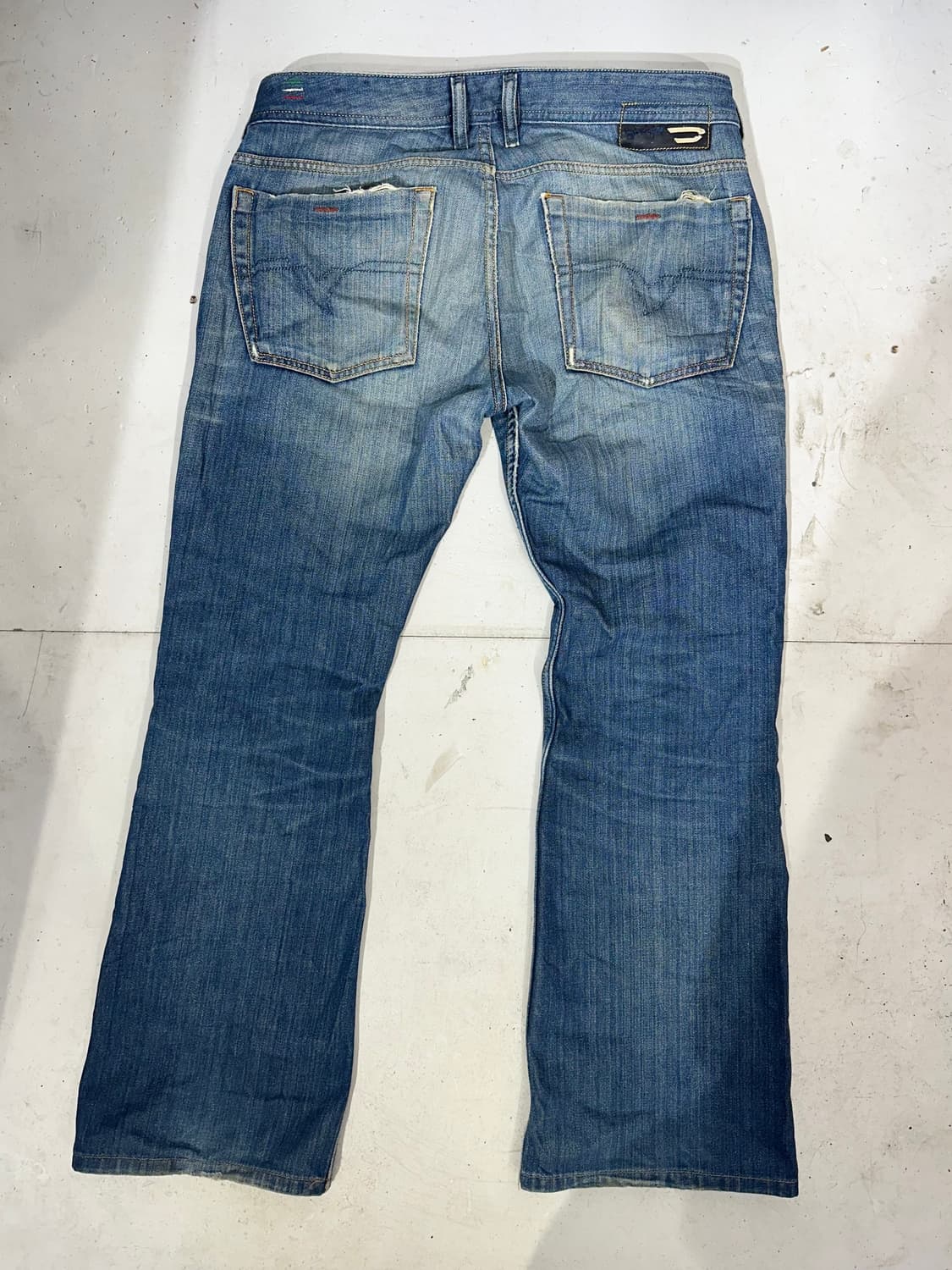 디젤 중청 와이드 워싱 데님 팬츠 청바지 32 상품이미지5