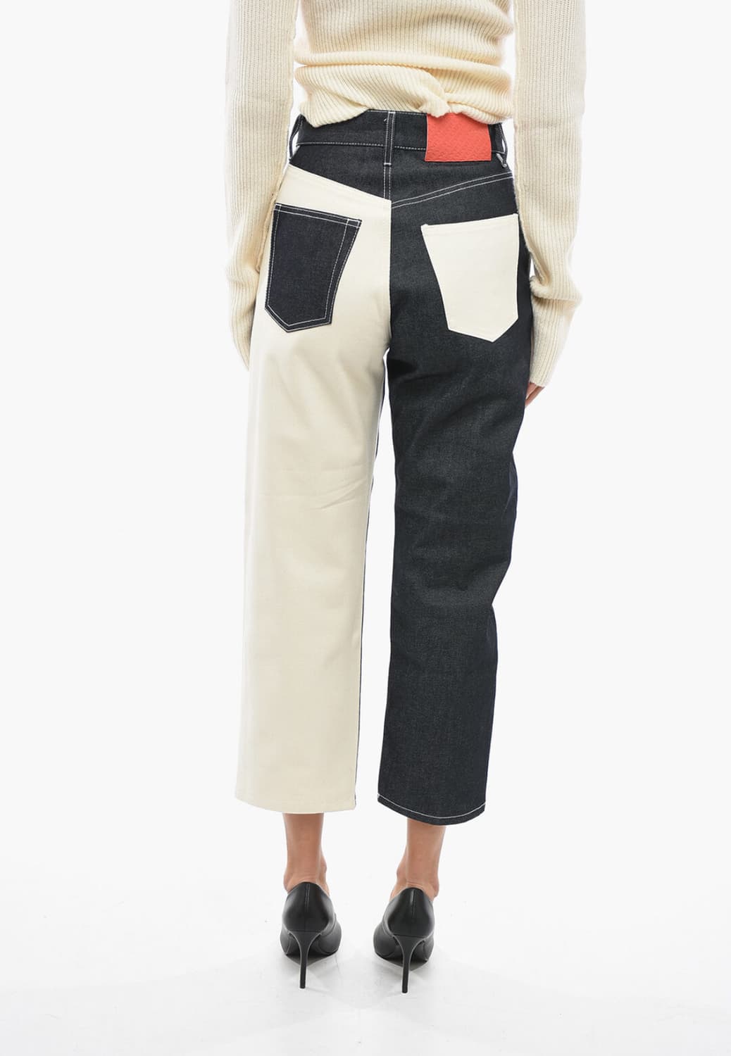 22fw 써네이 하프 데님 하이웨이스트 팬츠 블랙/에크루 M 새상품 상품이미지2