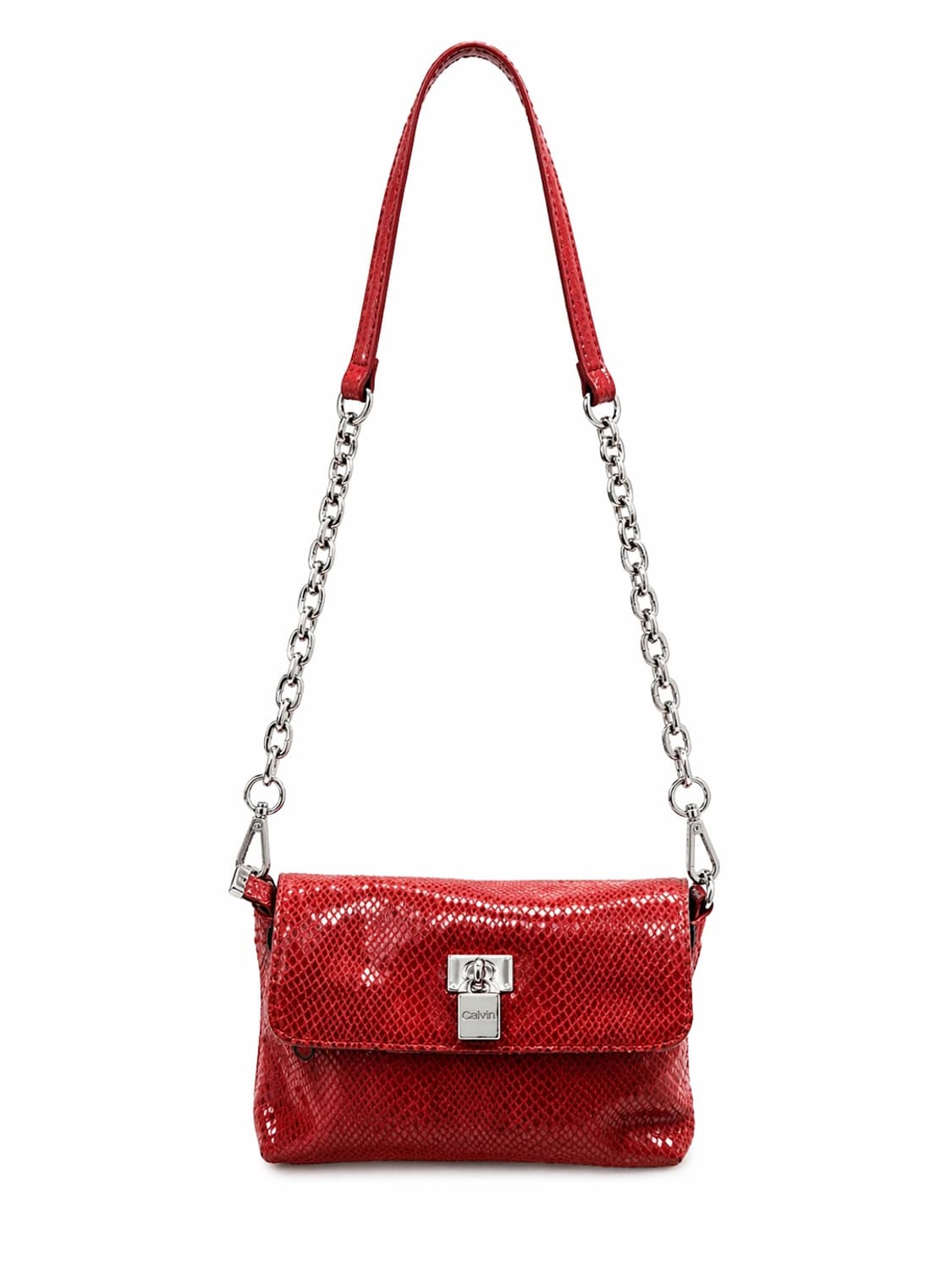캘빈클라인 여성 레드 뱀피 패턴 체인 크로스백 상품이미지1