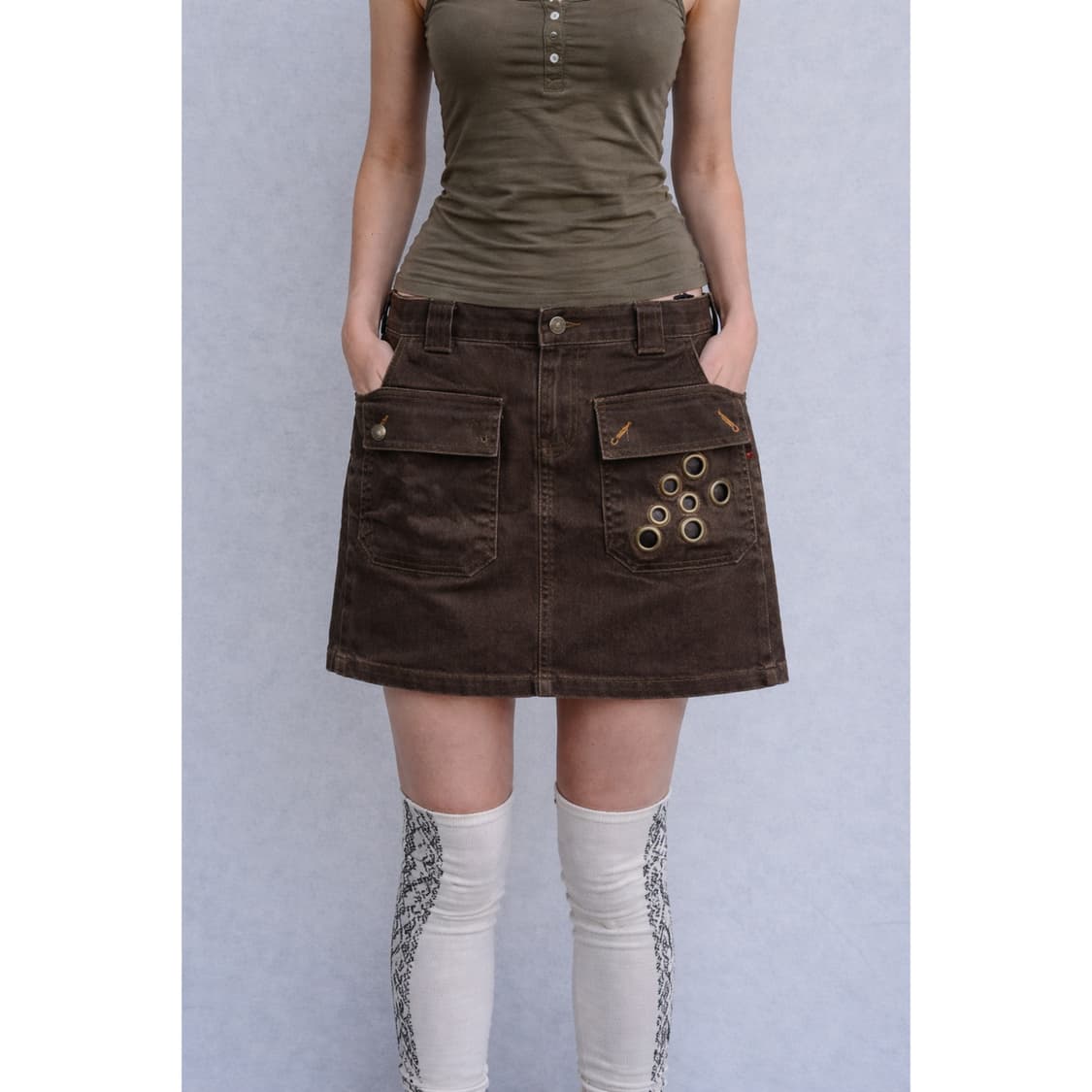 쇠고리 갈색 스커트 상품이미지1