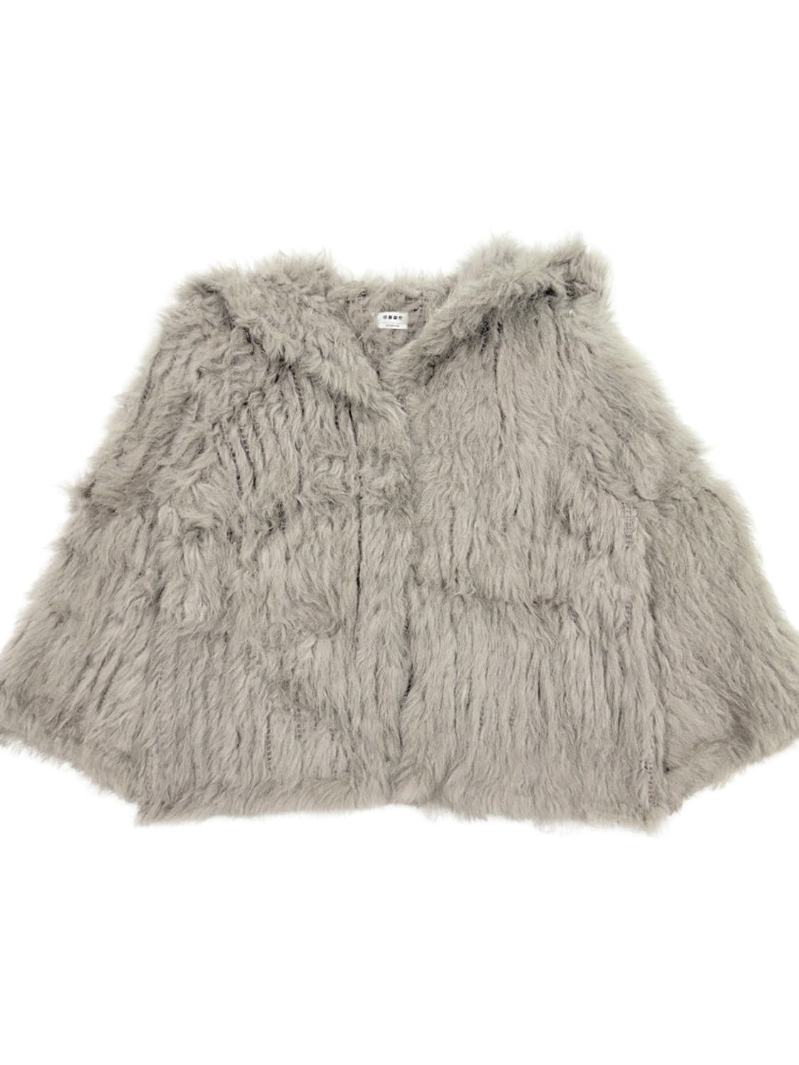 빈티지 베이지 퍼 니트 후드 가디건 상품이미지1