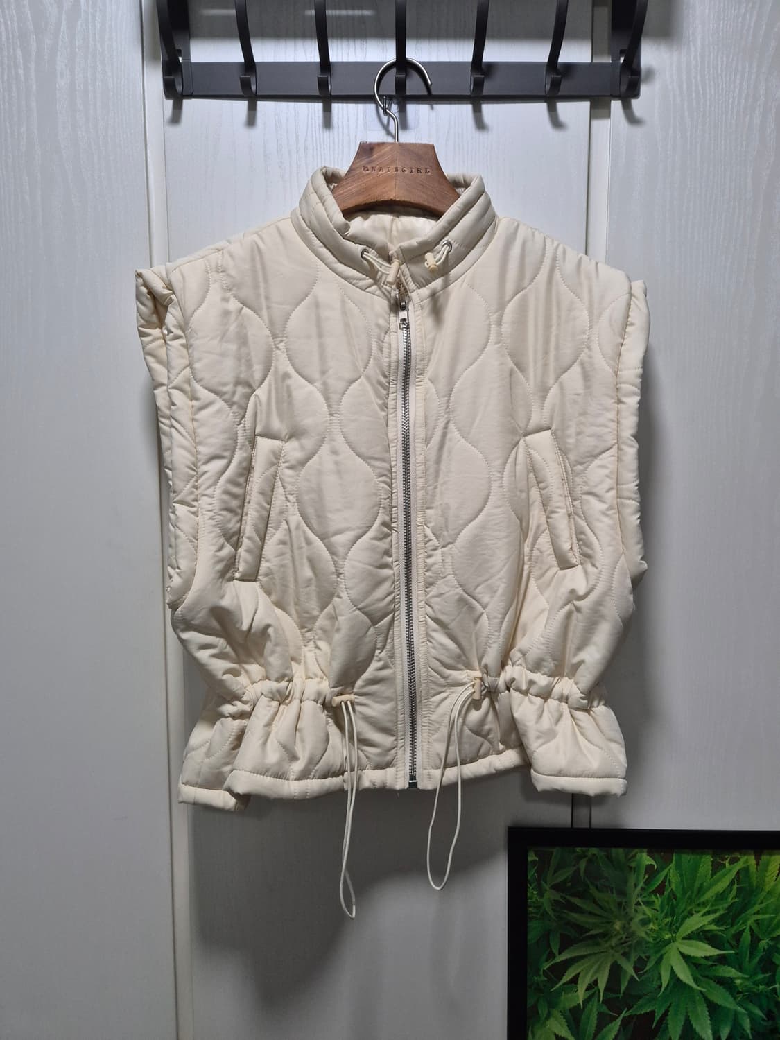 빈티지 아이보리 퀼팅 패딩 조끼 상품이미지1