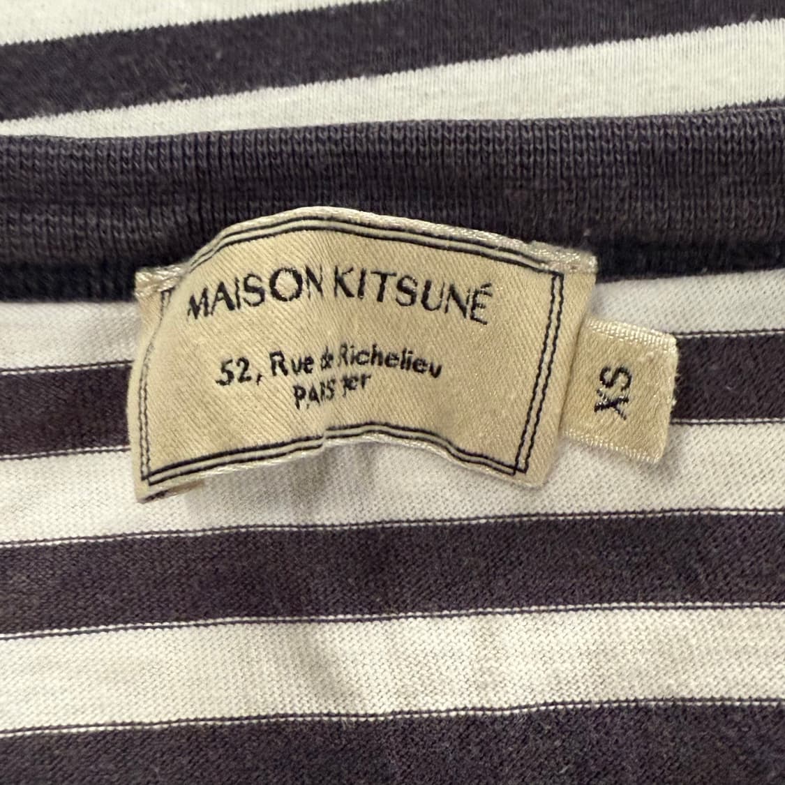 메종키츠네 폭스 헤드 패치 스트라이프 단가라 롱 슬리브리스 긴팔 티 상품이미지6