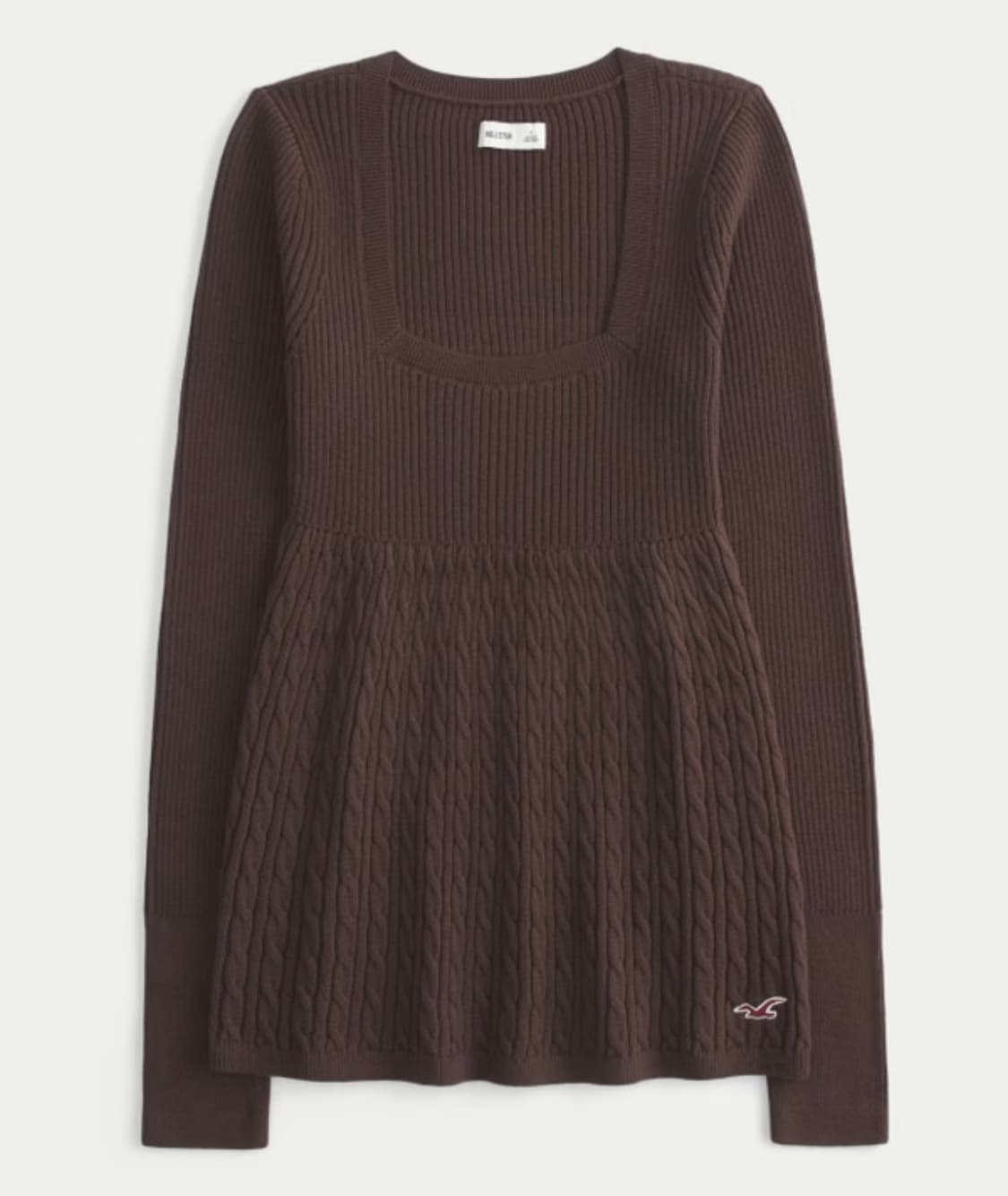 홀리스터 베이비돌 케이블 니트 롱슬리브 빈티지 브라운 에스프레소 라떼 상품이미지1