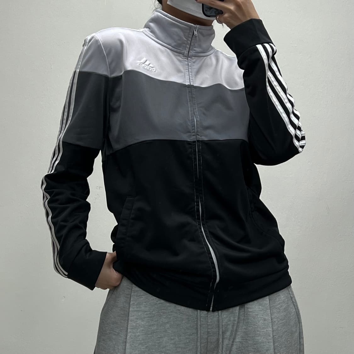 아디다스 배색 져지 그레이 블랙 XL [042604] 상품이미지2