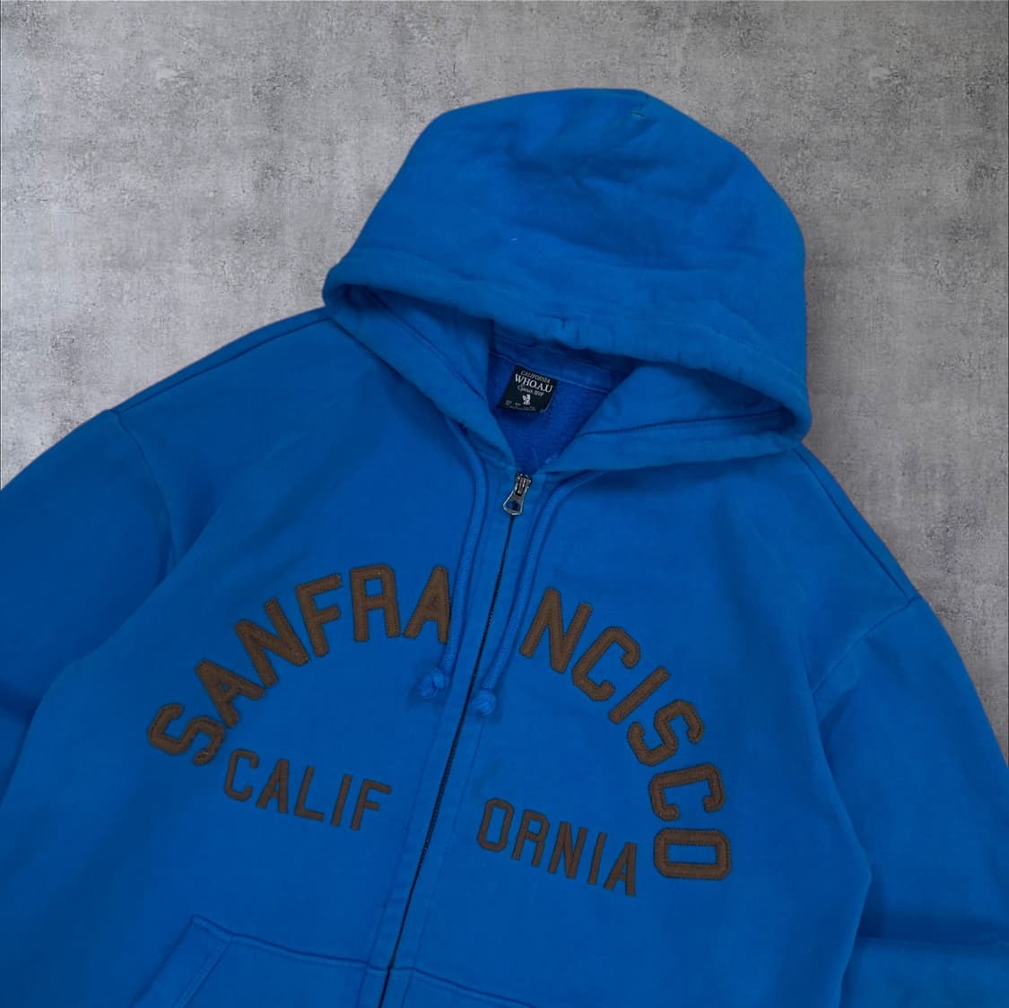 후아유 블루 컬러 스펠아웃 후드 집업 상품이미지2