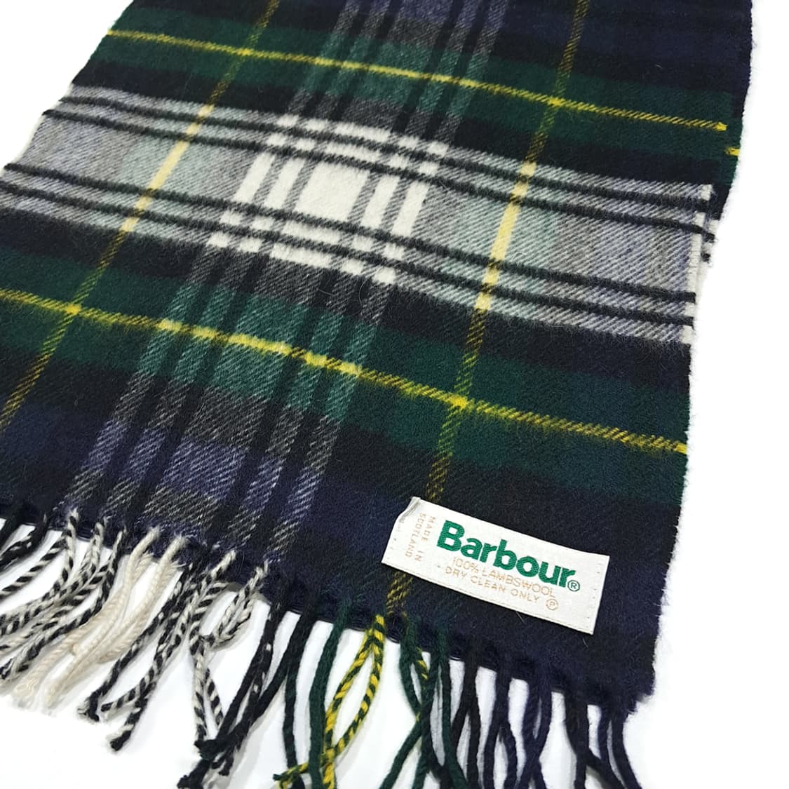 MX619 바버 90s 스코틀랜드판 램스울 타탄체크 네이비 머플러 목도 상품이미지4