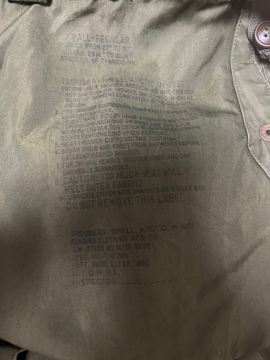 Us army m-1951 arctic shell trousers 50s 상품이미지5