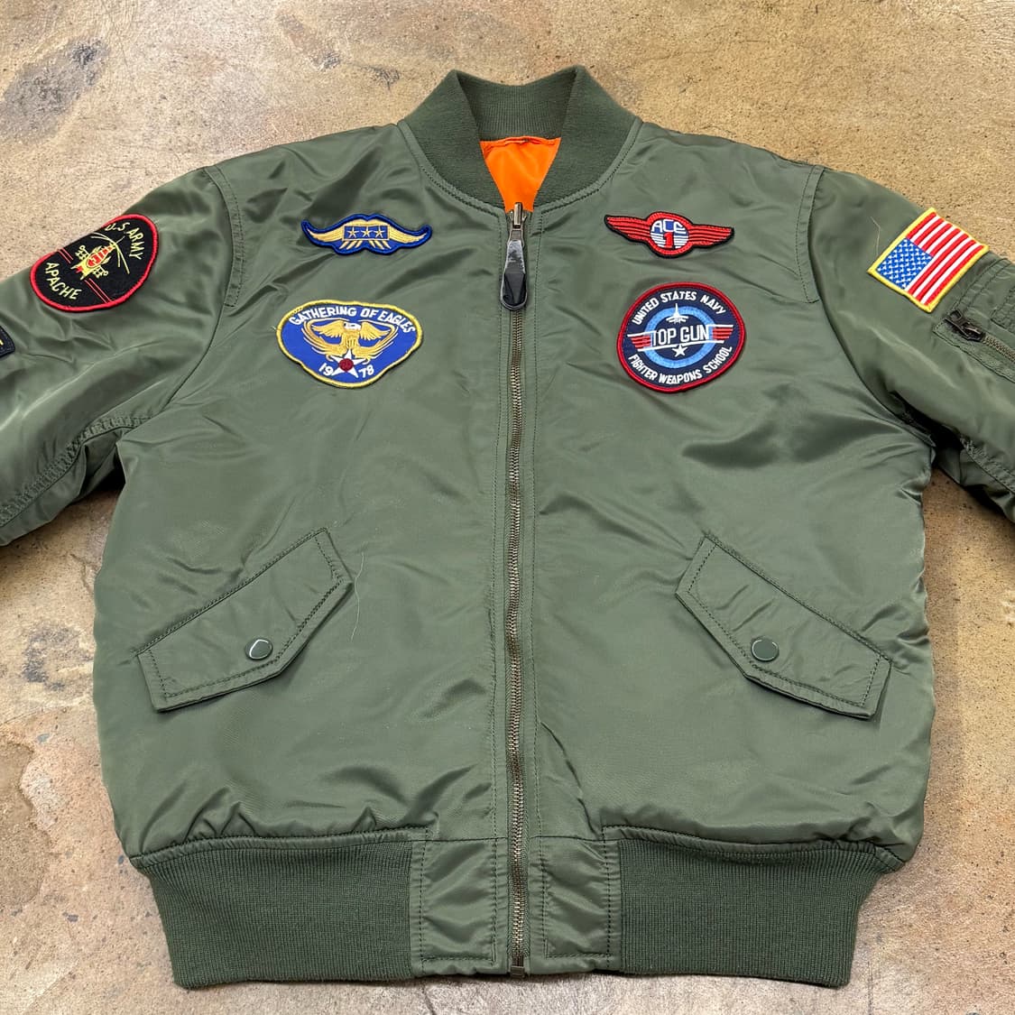 알파 인더스트리 양면 멀티 와팬 패치 카키 오렌지 항공점퍼 자켓 상품이미지3