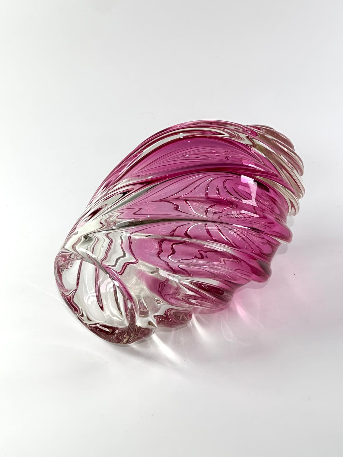 유럽 빈티지 아트글라스 핑크 컬러 스월 패턴 화병 상품이미지6