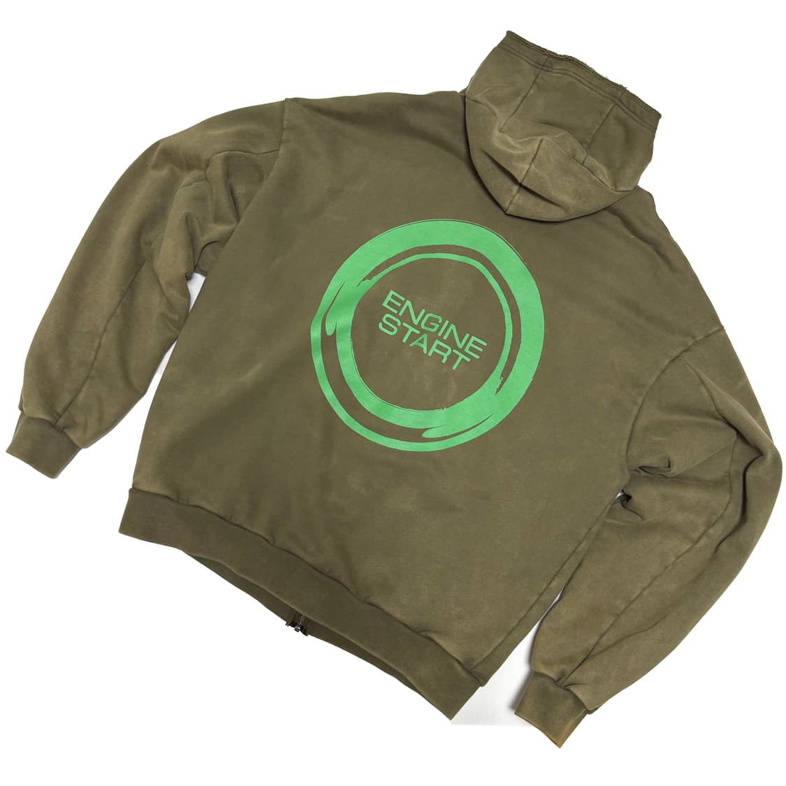 피치스 엔진 스타트 워싱 후드 집업 카키 상품이미지5