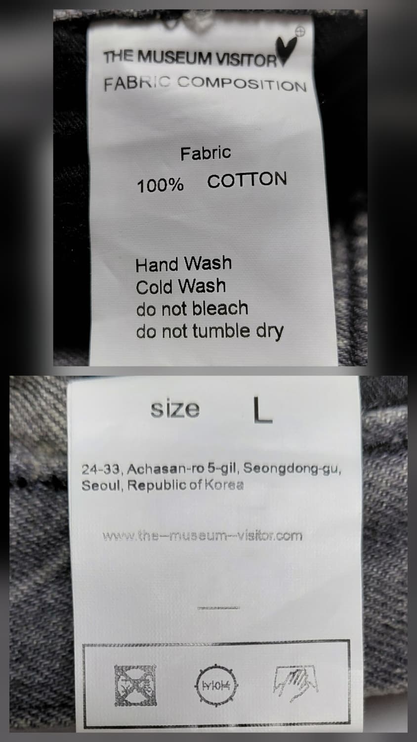 [L] 더 뮤지엄 비지터 플라워 아트워크 더블니 카펜터 데님 팬츠 상품이미지6