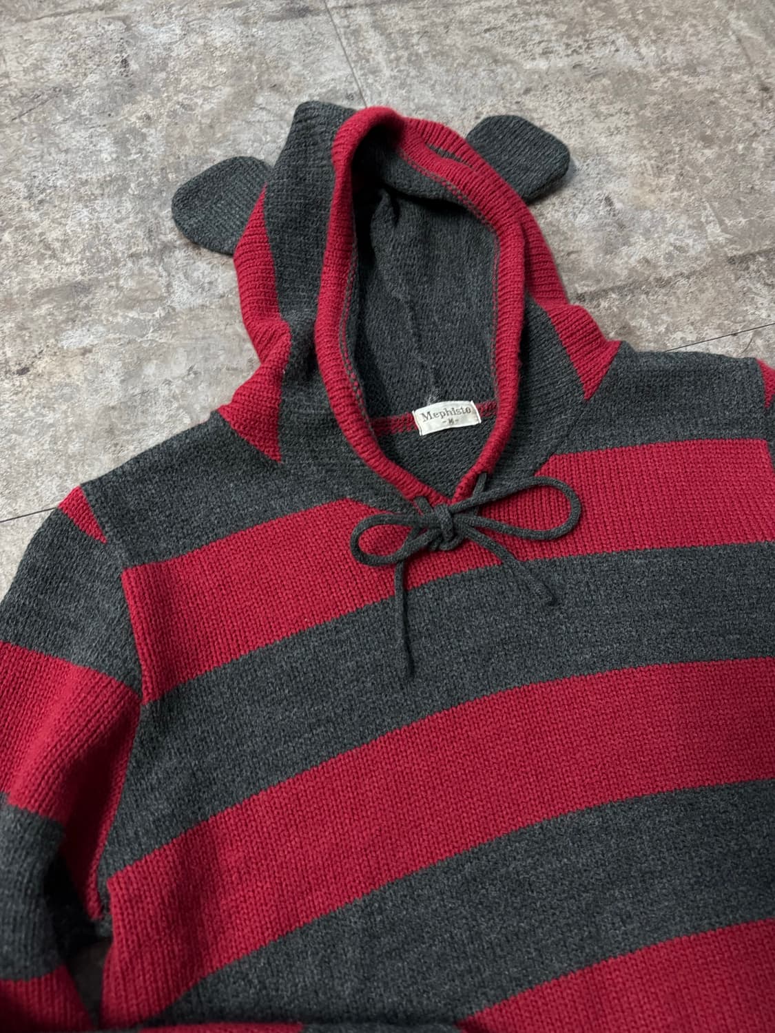 애니멀 이어 디테일 후디드 미튼 커프스 울 니트 상품이미지3