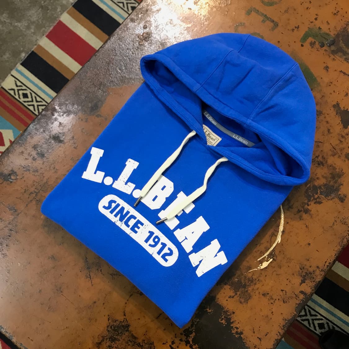 엘엘빈 60/40 알파벳 프린팅 블루 기모 후디 남성 105 사이즈  상품이미지1