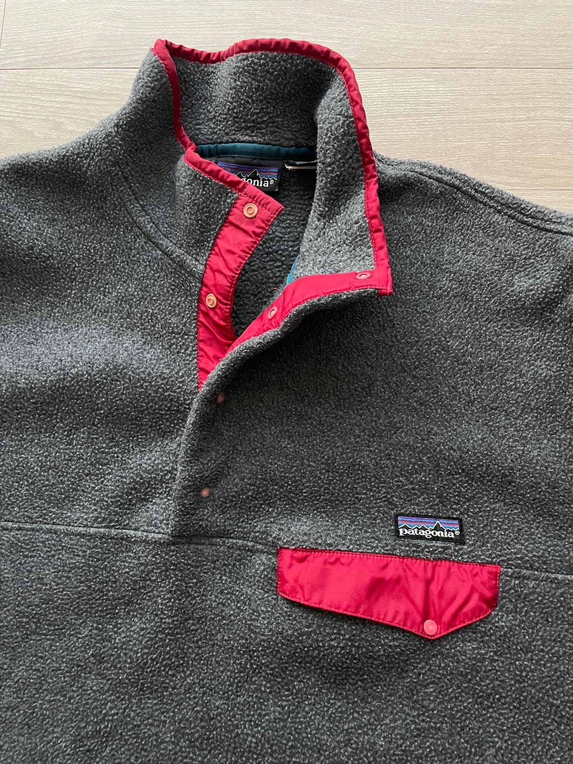 90s 파타고니아 신칠라 니켈 그레이 레드 플리스 patagonia 상품이미지4