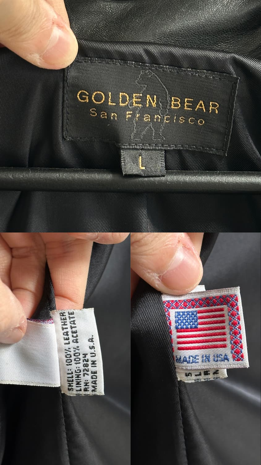 90's USA Made 골든베어 레더 코트 오버사이즈 코트 상품이미지9