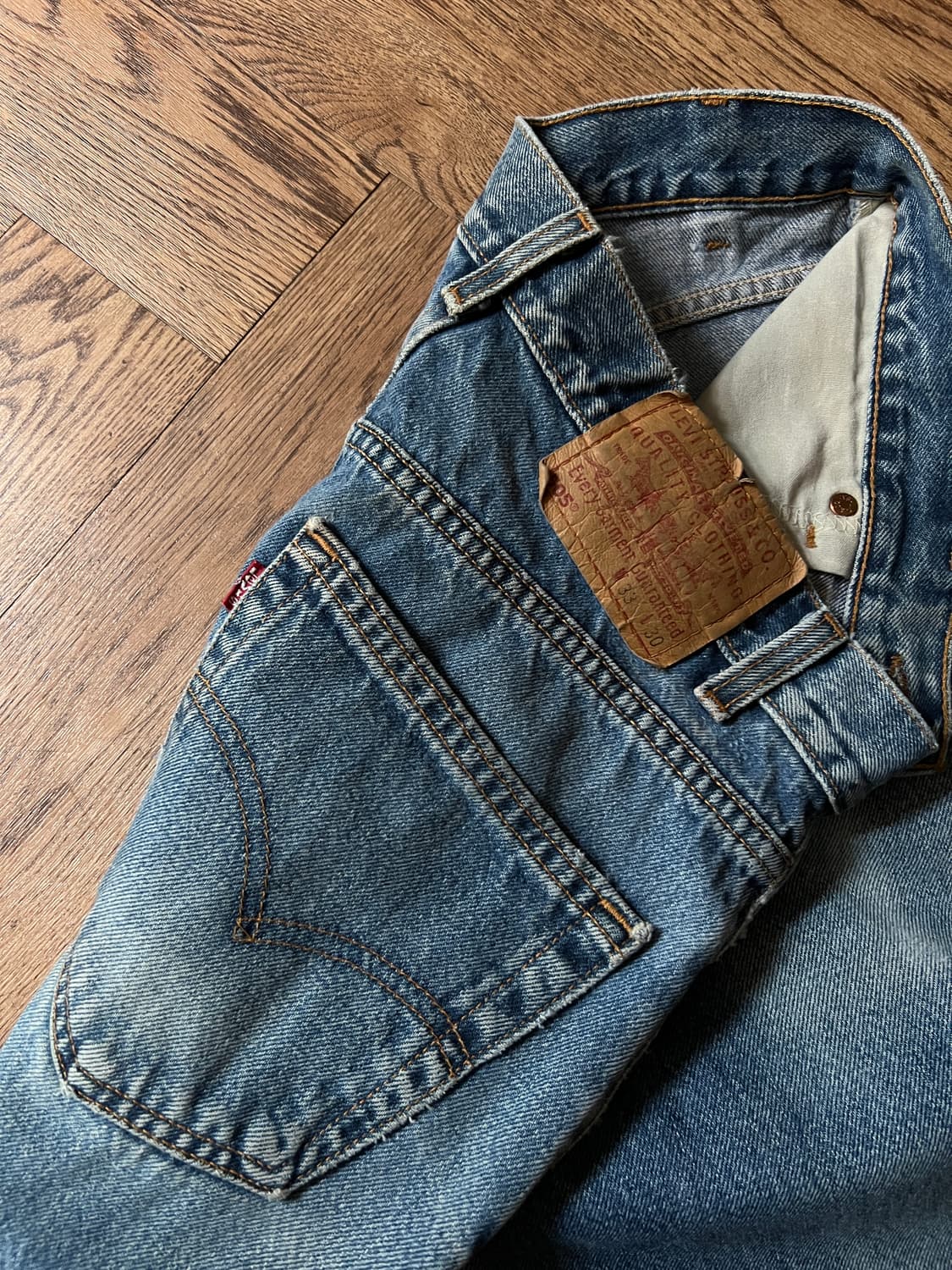 [33]00's 리바이스 505 Made in USA 빈티지워싱 데님팬츠 상품이미지4