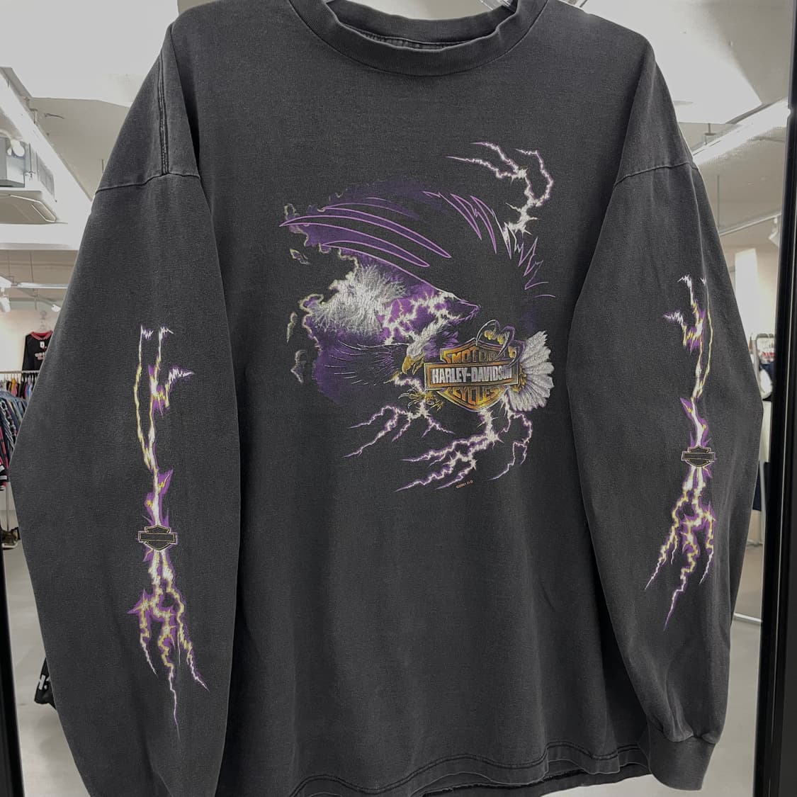*레어* 00s 할리데이비슨 라이트닝 페이딩 번개 롱슬리브 상품이미지3
