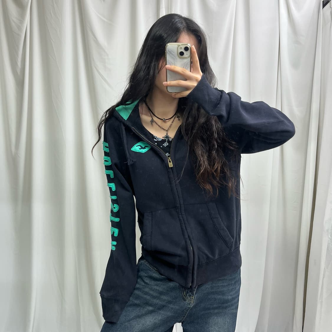 Hollister navy hood zip-up 상품이미지2