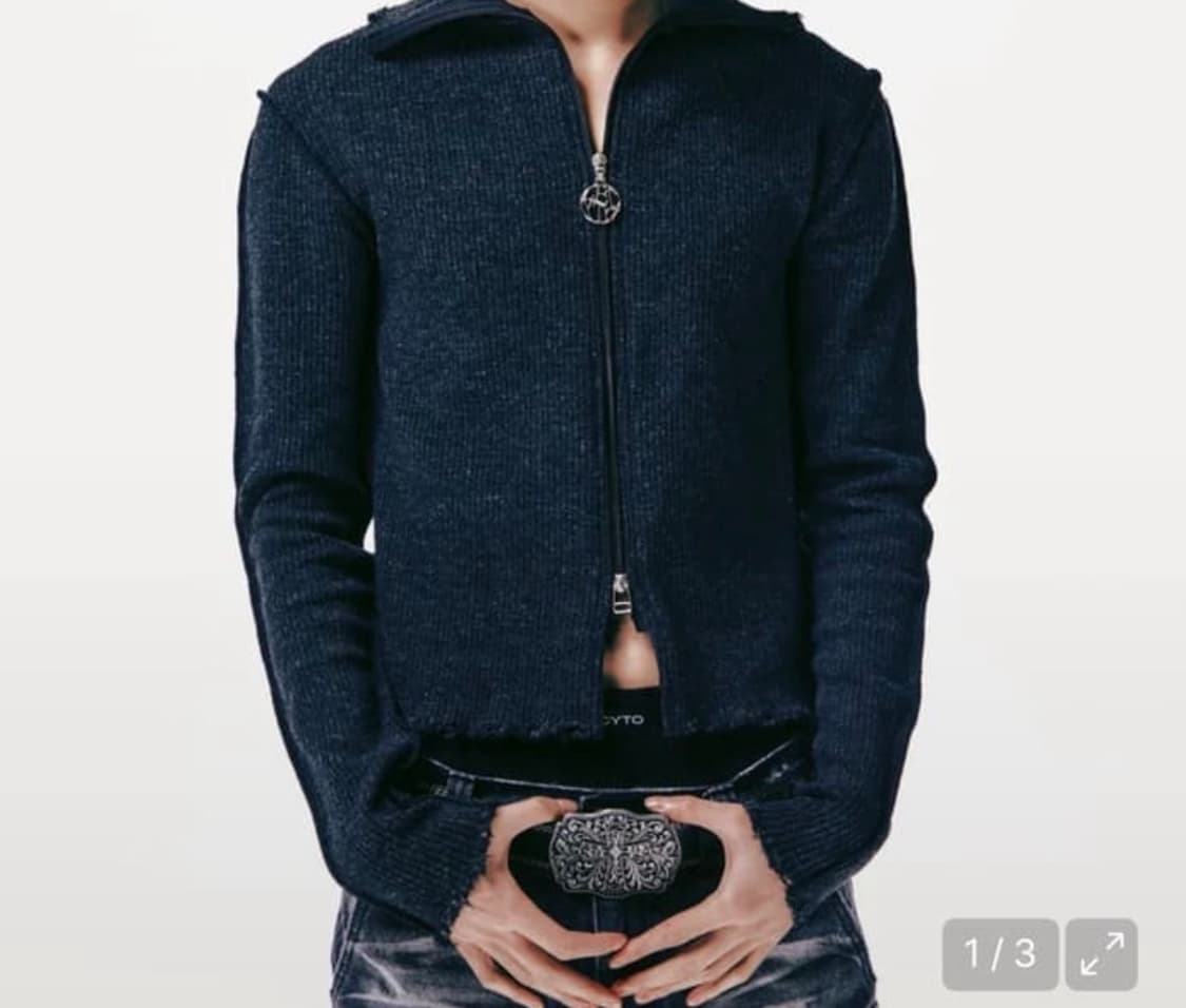 레씨토 디트로이드 립 니트 집업 (차콜) 상품이미지2