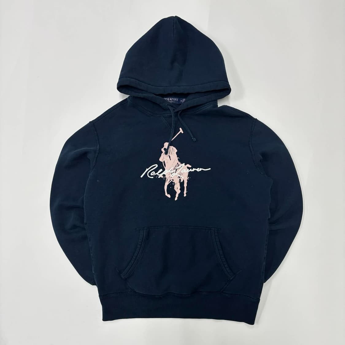 폴로 랄프로렌 핑크 포니 빅로고 네이비 스웨트셔츠 후드티(M) 상품이미지2