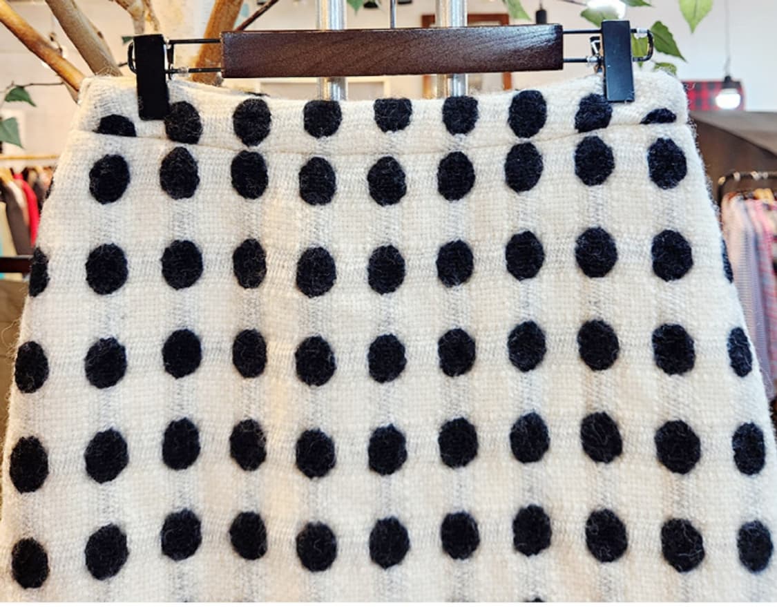 49AV junko shimada 도톰한 울 아이보리 도트 스커트 상품이미지7